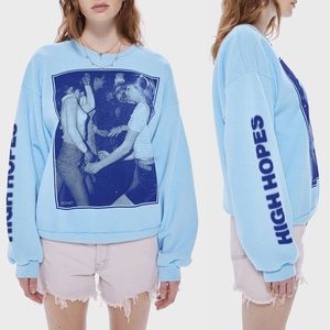 MOTHER Light Blue Graphic Crew Neck Sweater